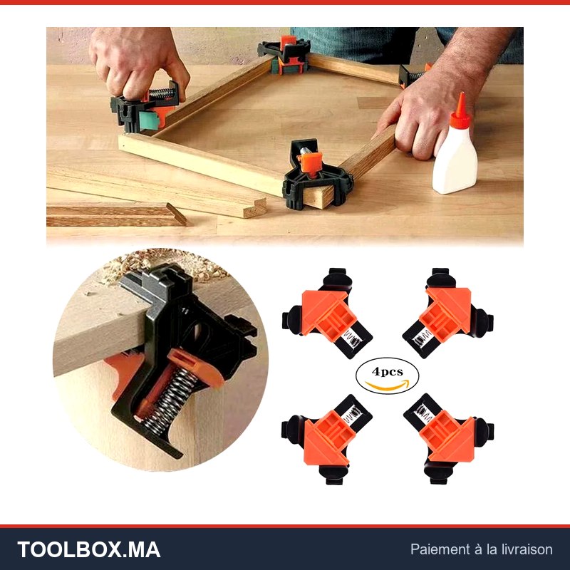 Pinces à Angle de 90 degrés pince à ressort d'angle pour le travail du bois Clips à Angle droit outils de fixation outils à main réglables rapidement