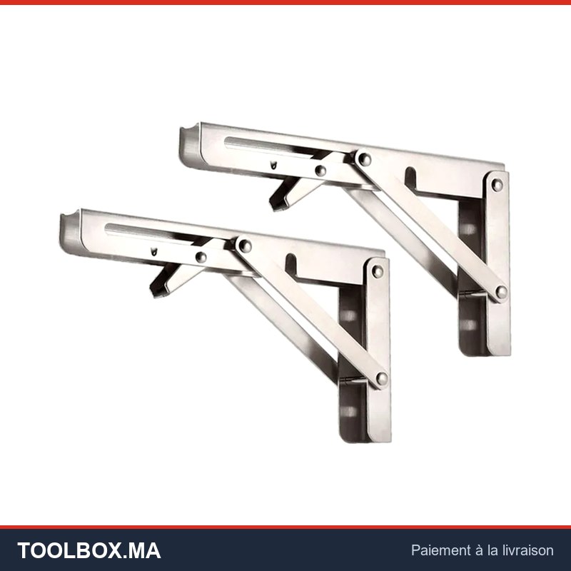 2 Équerres d'étagère pliable 25cm — support rabattable